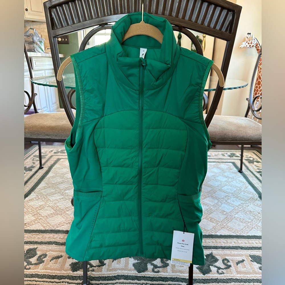 NWT Lululemon Down For It All vest.  Raceway Green, size 10.